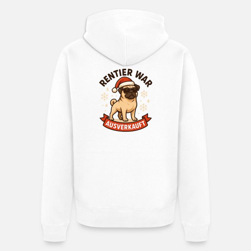 Reindeer a affiché complet Pug Pug - Veste à capuche bio Premium Unisexe - blanc