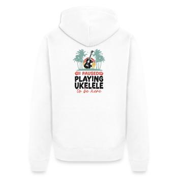 Hawaiian Ukulele Uke I Paused - Unisex Premium Bio Zip Hoodie - Weiß - Hinten - Thijin (182cm)