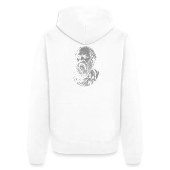 Socrates Wonder Quote Tee - Unisex Premium Organic Zip Hoodie - white - Back - Thijin (182cm)