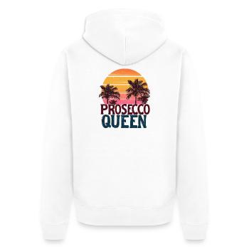 Plage vintage du coucher de soleil de Prosecco Queen - Veste à capuche bio Premium Unisexe - blanc - Dos - Thijin (182cm)