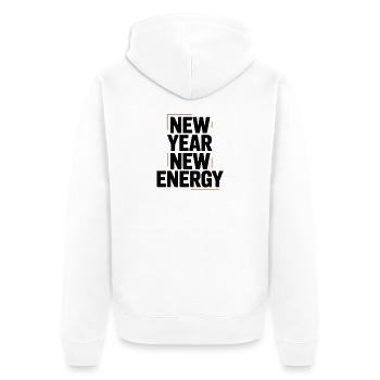 New Year Energy Typography - Unisex Premium Organic Zip Hoodie - white - Back - Thijin (182cm)