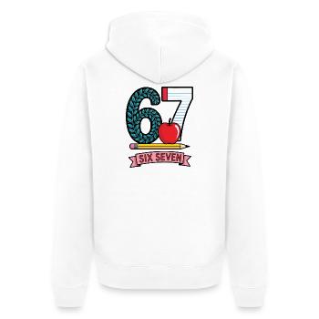 6 7 Apple and Pencil - Unisex Premium Bio Zip Hoodie - Weiß - Hinten - Thijin (182cm)