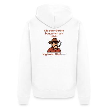Cowboy Chef Spruch Cartoon Druck - Unisex Premium Bio Zip Hoodie - Weiß - Hinten - Thijin (182cm)