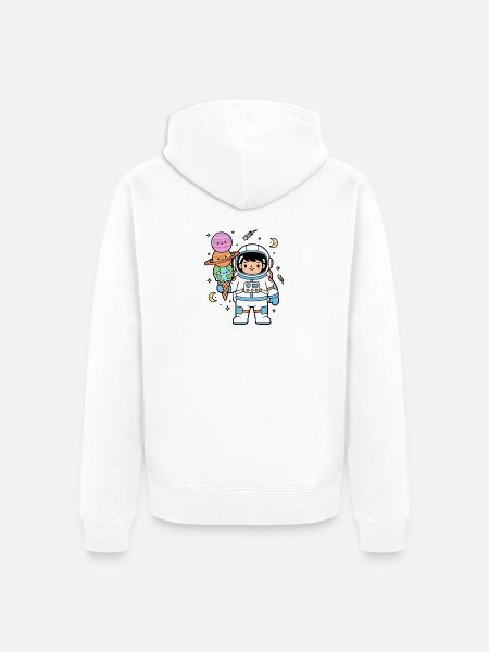 Astronauten-Kunst Essen, Weltraum-Humor - Unisex Premium Bio Zip Hoodie - Weiß