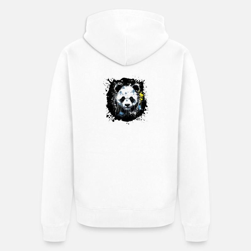 Art éclaboussé d’encre de panda - Veste à capuche bio Premium Unisexe - blanc