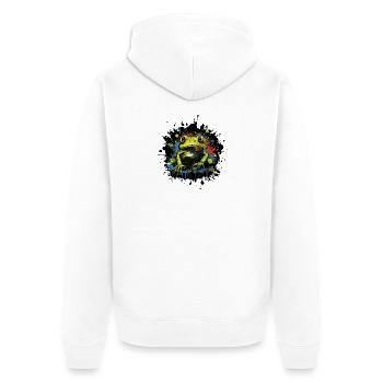 Farbklecks Frosch Neon Stil - Unisex Premium Bio Zip Hoodie - Weiß - Hinten - Thijin (182cm)