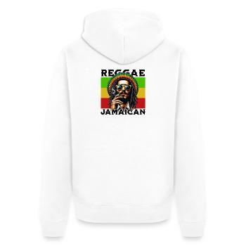 Jamaican Reggae Vibes Rastafari Style Artwork - Unisex Premium Organic Zip Hoodie - white - Back - Thijin (182cm)