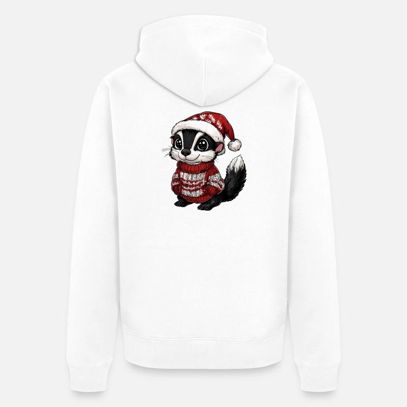 Noël de Noël moufette - Veste à capuche bio Premium Unisexe - blanc
