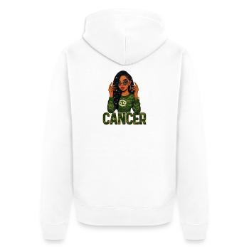 Cancer Queen – Fille afro avec un clin d’œil qui nourrit l’âme - Veste à capuche bio Premium Unisexe - blanc - Dos - Thijin (182cm)