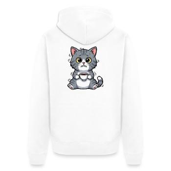 Sweet Cat Coffee Caféine Early Bird Matin - Veste à capuche bio Premium Unisexe - blanc - Dos - Thijin (182cm)