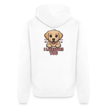 Ich Labrador Du süßer Labrador-Cartoon - Unisex Premium Bio Zip Hoodie - Weiß - Hinten - Thijin (182cm)