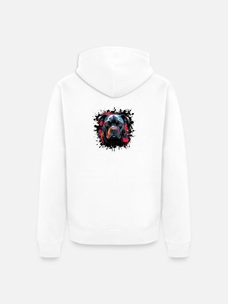 Farbenexplosions Pitbull Porträt - Unisex Premium Bio Zip Hoodie - Weiß