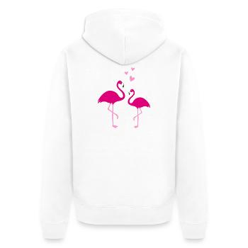 Flamingos Love Duo - Unisex Premium Organic Zip Hoodie - white - Back - Thijin (182cm)