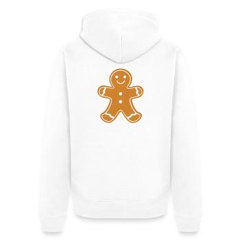 Lebkuchenmann Klassischer Lebkuchenmann - Unisex Premium Bio Zip Hoodie - Weiß - Hinten - Thijin (182cm)