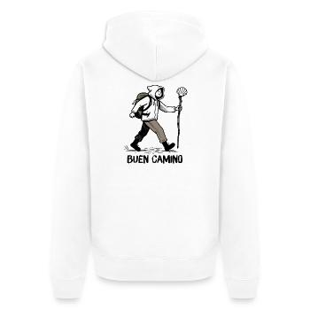 Pilger auf dem Jakobsweg - Unisex Premium Bio Zip Hoodie - Weiß - Hinten - Thijin (182cm)