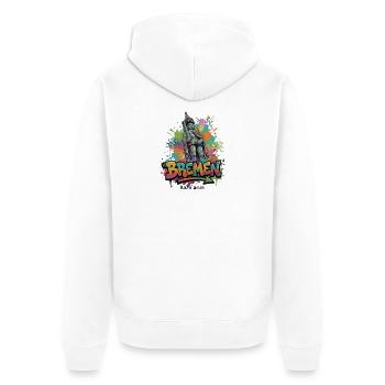 Bremer Roland – Guardian of Freedom - Unisex Premium Organic Zip Hoodie - white - Back - Thijin (182cm)