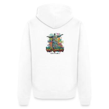 Christus der Erlöser - Wächter über Rio - Unisex Premium Bio Zip Hoodie - Weiß - Hinten - Thijin (182cm)