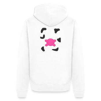 Mignonne dessin animé Ventre de vache Animal rose de ferme Paresseux DIY - Veste à capuche bio Premium Unisexe - blanc - Dos - Thijin (182cm)