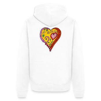 Herz - Unisex Premium Bio Zip Hoodie - Weiß - Hinten - Thijin (182cm)