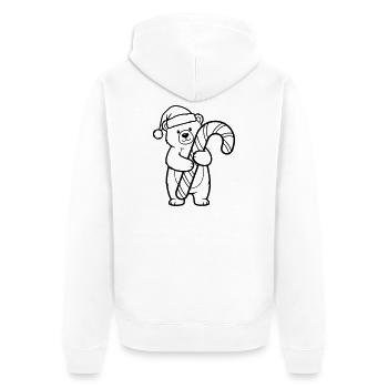 Petit ours de Noël mignon avec une canne d’orge d’orge - Veste à capuche bio Premium Unisexe - blanc - Dos - Thijin (182cm)