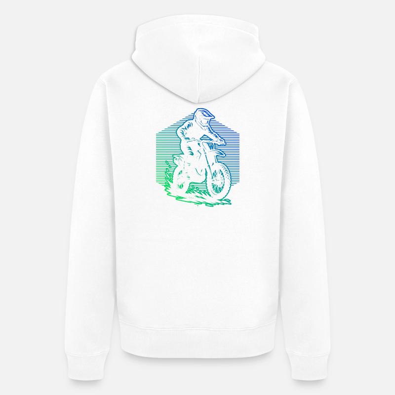 Conception de motocross pleine de caractère - Veste à capuche bio Premium Unisexe - blanc