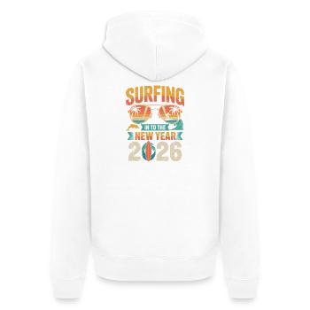 Surfer dans la nouvelle année 2026 - Veste à capuche bio Premium Unisexe - blanc - Dos - Thijin (182cm)
