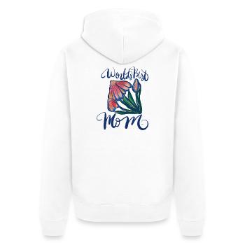 World's Best Mom Floral Watercolor - Unisex Premium Organic Zip Hoodie - white - Back - Thijin (182cm)
