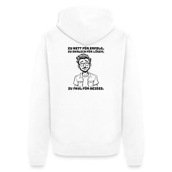 Saying with sarcasm - for realists & lazy people. - Unisex Premium Organic Zip Hoodie - white - Back - Thijin (182cm)