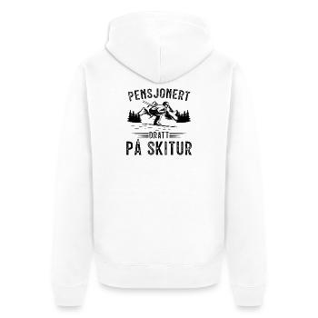Retraité emmené en vacances au ski - Veste à capuche bio Premium Unisexe - blanc - Dos - Thijin (182cm)