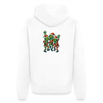 Funny Christmas Zombies in Santa Hat - Unisex Premium Organic Zip Hoodie - white - Back - Thijin (182cm)