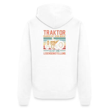 Trecker Landwirt Bauer Traktorfahrer Traktor - Unisex Premium Bio Zip Hoodie - Weiß - Hinten - Thijin (182cm)