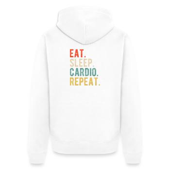 Manger Sommeil Cardio Répéter Entraînement Devise Rétro - Veste à capuche bio Premium Unisexe - blanc - Dos - Thijin (182cm)
