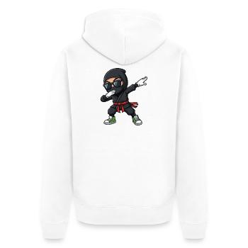 Lustiger Dabbing Ninja Cartoon - Unisex Premium Bio Zip Hoodie - Weiß - Hinten - Thijin (182cm)