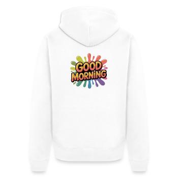 Good Morning Rainbow Splash - Unisex Premium Organic Zip Hoodie - white - Back - Thijin (182cm)