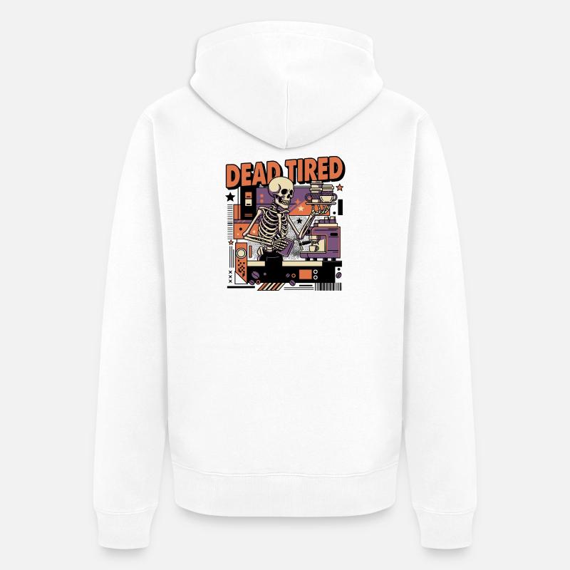 Dead tired coffee skeleton kitchen setting - Unisex Premium Organic Zip Hoodie - white