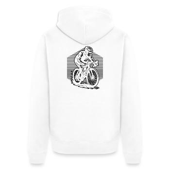 Iconisches Roadbike Motiv - Unisex Premium Bio Zip Hoodie - Weiß - Hinten - Thijin (182cm)