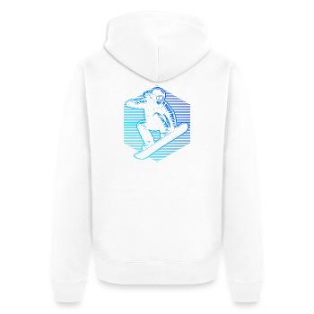 Neon Snowboarder Stripes - Unisex Premium Bio Zip Hoodie - Weiß - Hinten - Thijin (182cm)