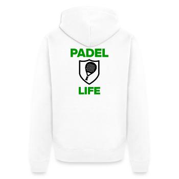 Padel Life – The court is my home, Smash it! - Unisex Premium Organic Zip Hoodie - white - Back - Thijin (182cm)