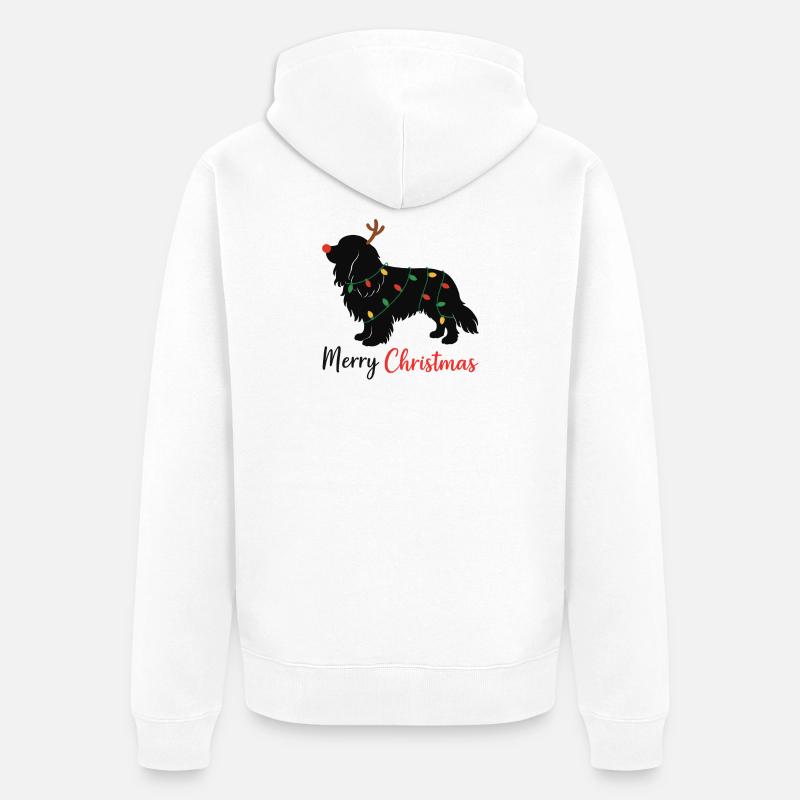 Cavalier King Charles Spaniel Noël Hiver - Veste à capuche bio Premium Unisexe - blanc
