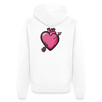 Herzpfeil Comic Pink - Unisex Premium Bio Zip Hoodie - Weiß - Hinten - Thijin (182cm)