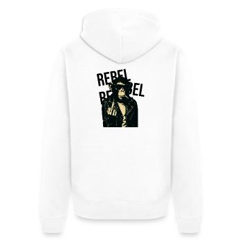Rebel Simian in Leather - Unisex Premium Organic Zip Hoodie - white - Back - Thijin (182cm)