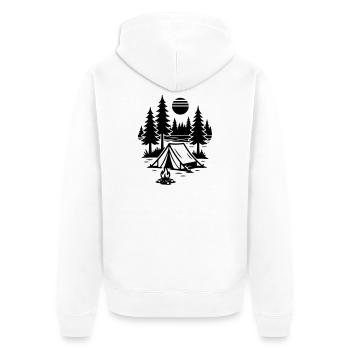 Camping nature sous tente Camping au feu de camp - Veste à capuche bio Premium Unisexe - blanc - Dos - Thijin (182cm)