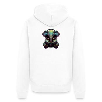 Jeux d’éléphants Jeux vidéo d’animaux Éléphant drôle - Veste à capuche bio Premium Unisexe - blanc - Dos - Thijin (182cm)