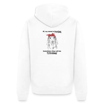 Lustiges Dackel-Mutter-Bandana-Zitat: Hör damit auf - Unisex Premium Bio Zip Hoodie - Weiß - Hinten - Thijin (182cm)
