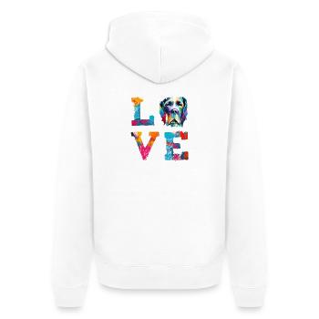Great Dane Love Colorful Abstract Paint Splatter - Unisex Premium Organic Zip Hoodie - white - Back - Thijin (182cm)