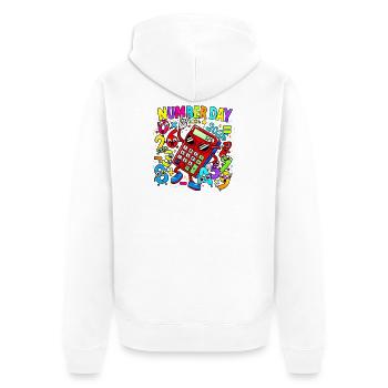 Number Day 2026 Neon Calculator - Unisex Premium Organic Zip Hoodie - white - Back - Thijin (182cm)
