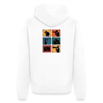 Motif photographe photo rétro - Veste à capuche bio Premium Unisexe - blanc - Dos - Thijin (182cm)
