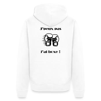 I can't I boxed! – Combat sports humor - Unisex Premium Organic Zip Hoodie - white - Back - Thijin (182cm)