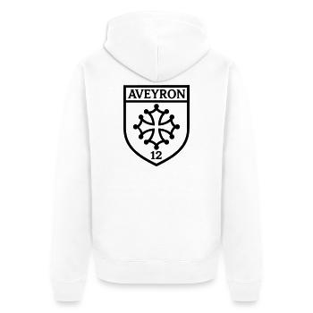 Aveyron - Unisex Premium Bio Zip Hoodie - Weiß - Hinten - Thijin (182cm)