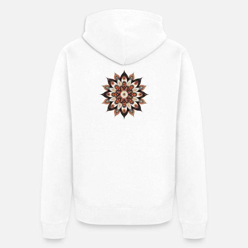 Imprimé de fleurs de mandala chaudes - Veste à capuche bio Premium Unisexe - blanc
